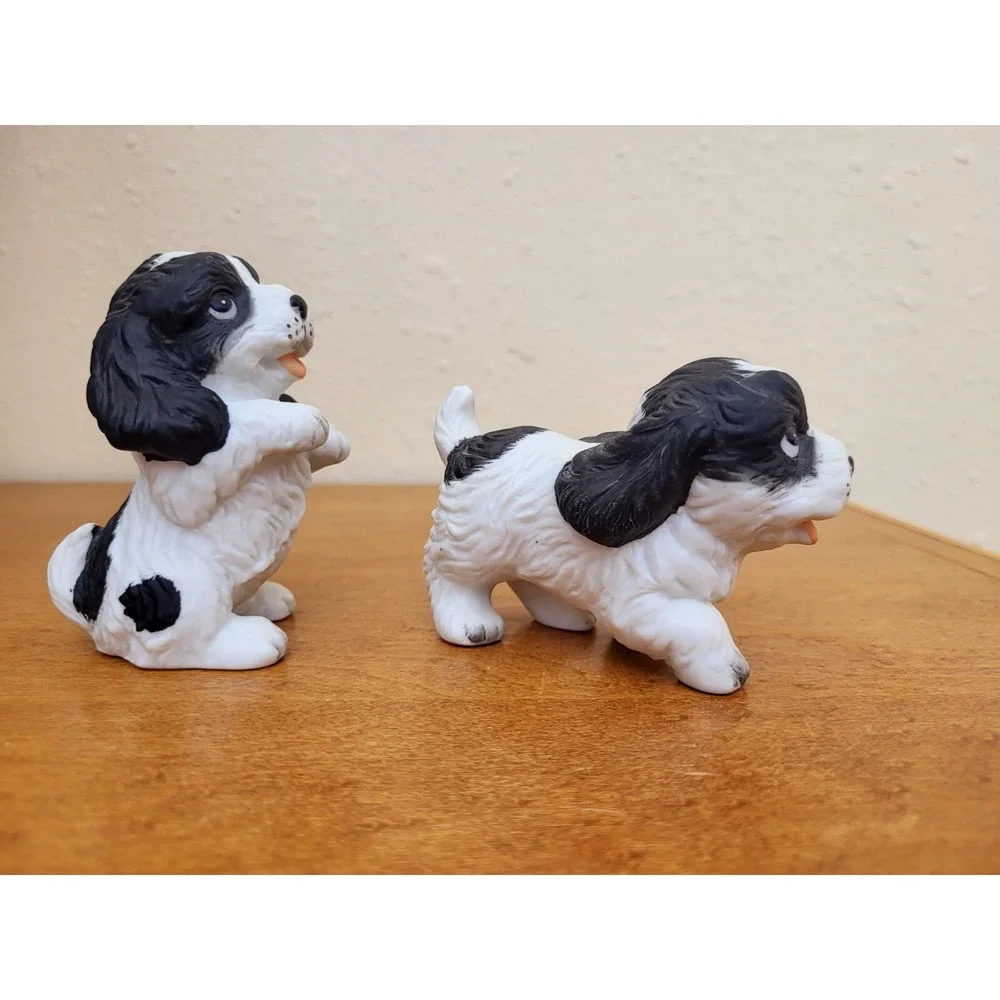 Homco Porcelain Puppy Set 1427 Vintage 2 Figurines Shih Tzu Cocker Spaniels Dogs